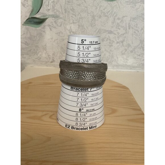 Wide Silver Metal Textured Bangle Bracelet Unique Hammered Braided Design - Picture 6 of 6